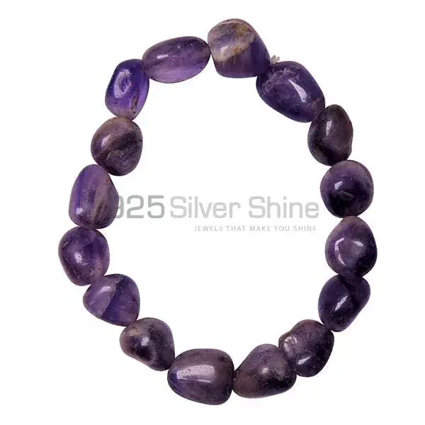 Best Quality Semi Precious Amethyst Gemstone Beads Bracelets 925BB116