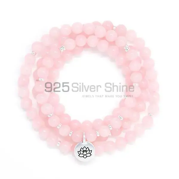Best Quality Semi Precious Rose Quartz Gemstone Beads Bracelets 925BB203_0