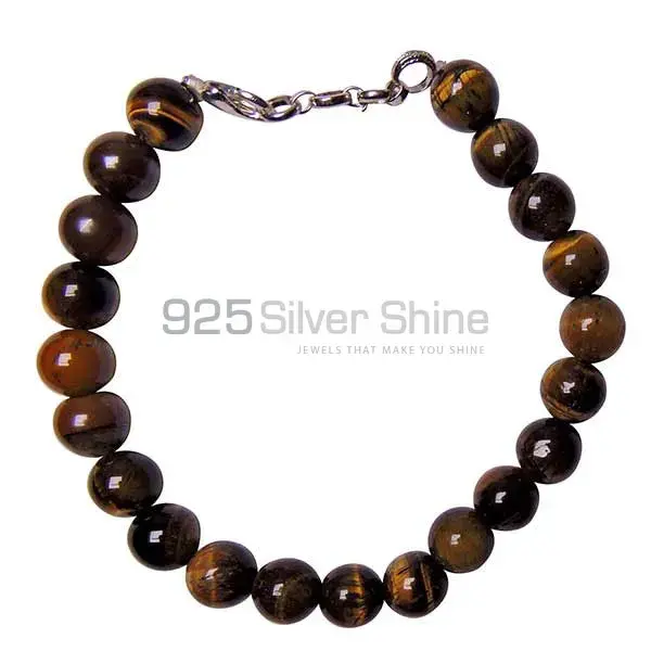 Best Quality Semi Precious Tiger's Eye Gemstone Beads Bracelets 925BB233