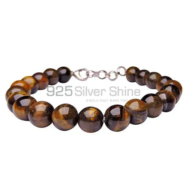 Best Quality Semi Precious Tiger's Eye Gemstone Beads Bracelets 925BB233_0