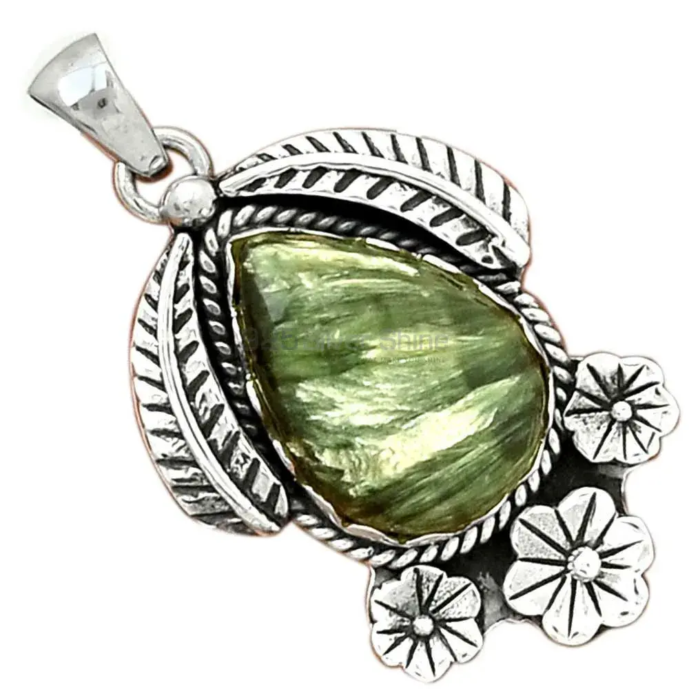 Best Quality Seraphinite Gemstone Pendants Suppliers In 925 Fine Silver Jewelry 925SP091-3