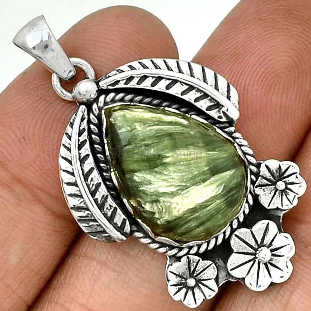 Best Quality Seraphinite Gemstone Pendants Suppliers In 925 Fine Silver Jewelry 925SP091-3_0