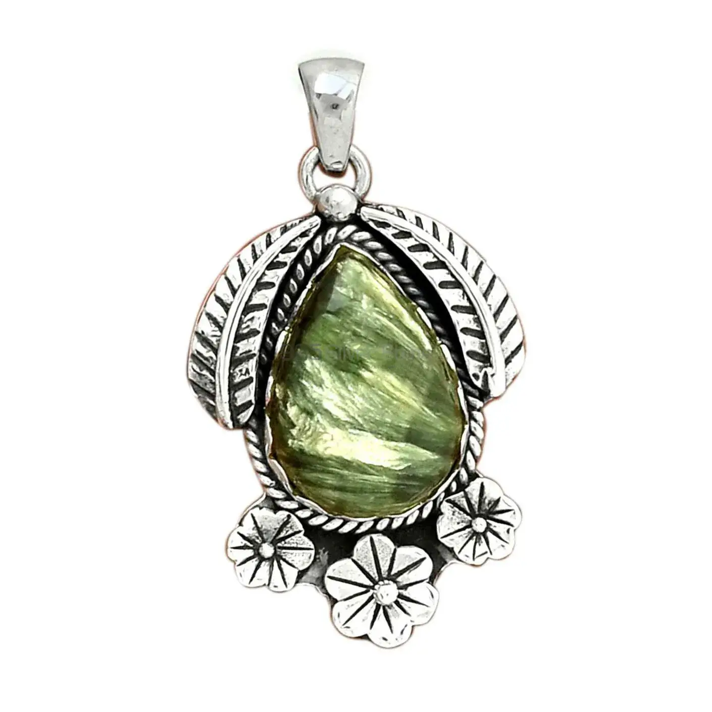 Best Quality Seraphinite Gemstone Pendants Suppliers In 925 Fine Silver Jewelry 925SP091-3_1