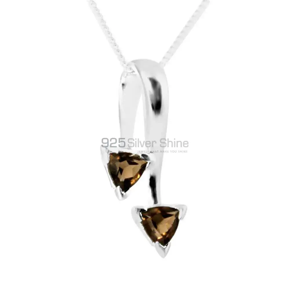 Best Quality Smokey Gemstone Handmade Pendants In 925 Sterling Silver Jewelry 925SP210-4