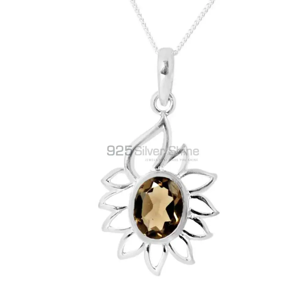 Best Quality Smokey Gemstone Handmade Pendants In 925 Sterling Silver Jewelry 925SP218-3