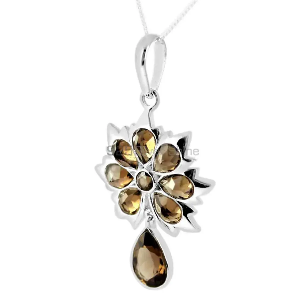 Smokey Gemstone Pendants In 925 Fine Silver Jewelry 925SP226-1_0