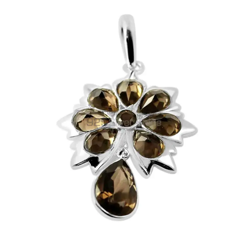 Best Quality Smokey Gemstone Pendants Suppliers In 925 Fine Silver Jewelry 925SP226-1_0