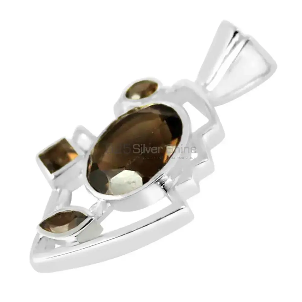 Best Quality Smokey Gemstone Pendants Suppliers In 925 Fine Silver Jewelry 925SP234-3_0