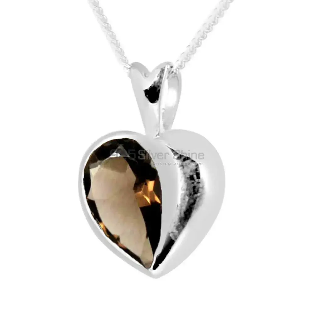 Best Quality Smokey Gemstone Pendants Wholesaler In Fine Sterling Silver Jewelry 925SP260-4