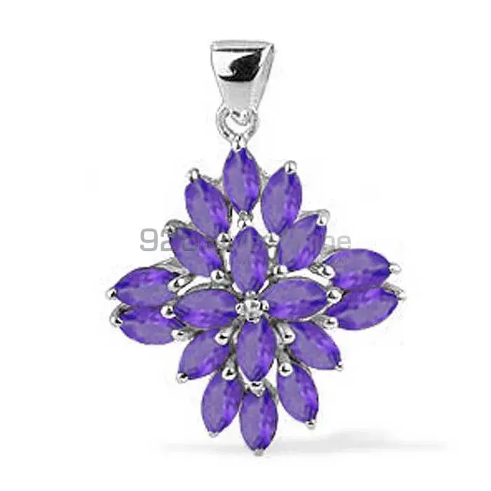 Solid Sterling Silver Handmade Pendants In Amethyst Gemstone Jewelry 925SP1682