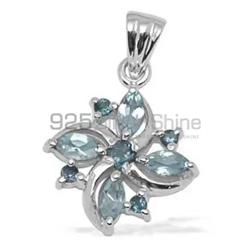 Best Quality Solid Sterling Silver Handmade Pendants In Blue Topaz Gemstone Jewelry 925SP1382
