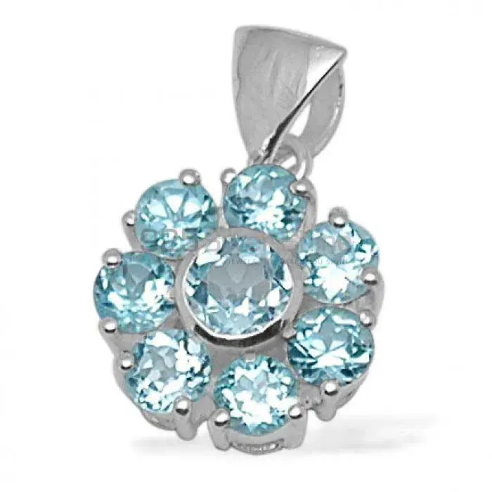 Best Quality Solid Sterling Silver Handmade Pendants In Blue Topaz Gemstone Jewelry 925SP1432