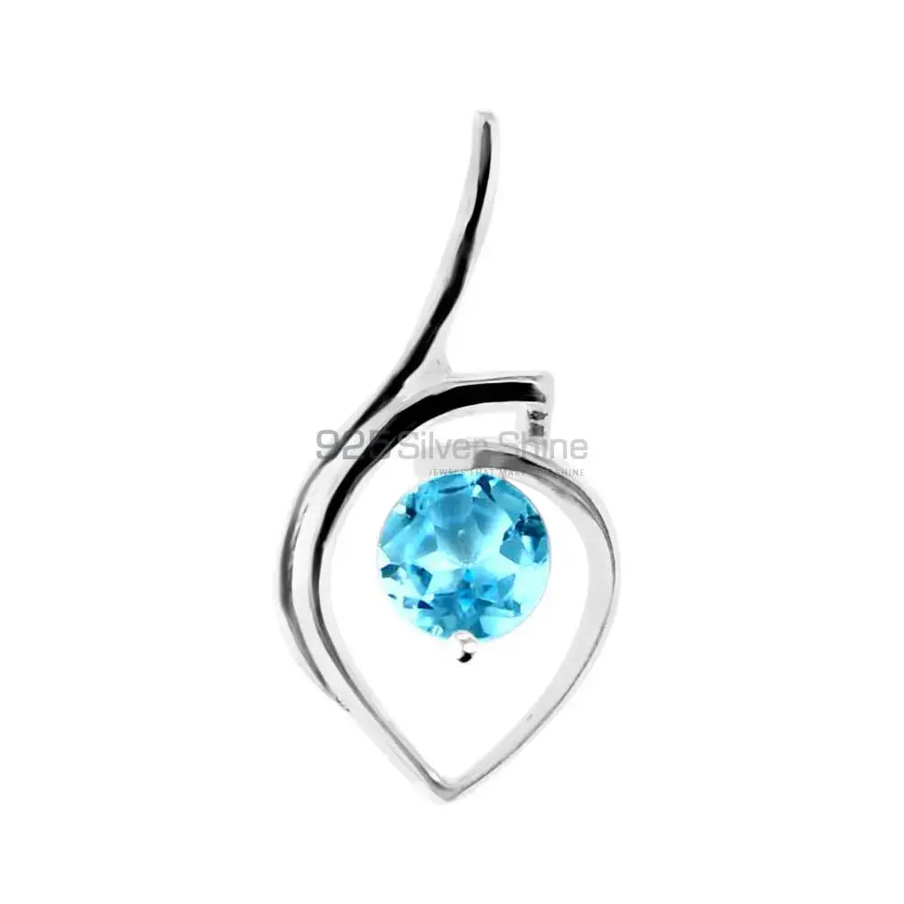 Solid Sterling Silver Handmade Pendants In Blue Topaz Gemstone Jewelry 925SP207-6_2