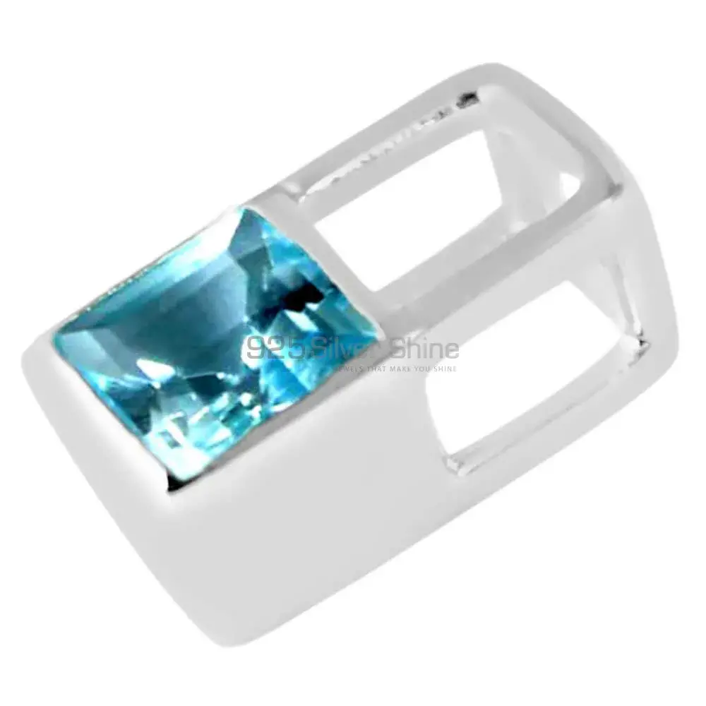 Solid Sterling Silver Handmade Pendants In Blue Topaz Gemstone Jewelry 925SP263-3_0