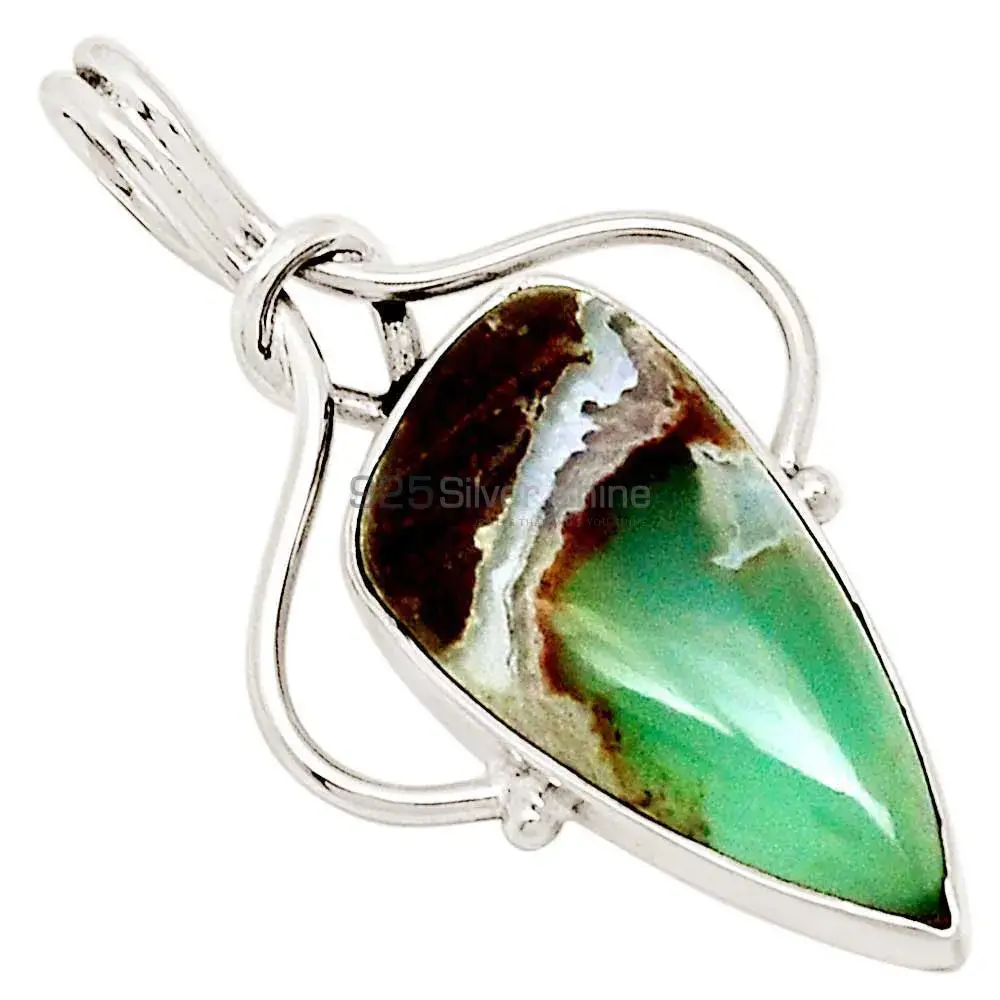 Solid Sterling Silver Handmade Pendants In Chrysoprase Gemstone Jewelry 925SP197_0