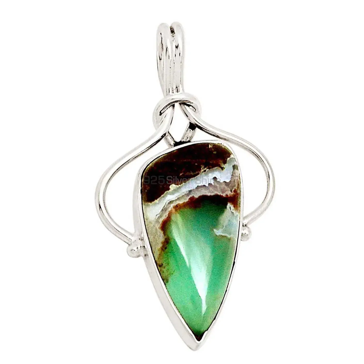 Best Quality Solid Sterling Silver Handmade Pendants In Chrysoprase Gemstone Jewelry 925SP197_1