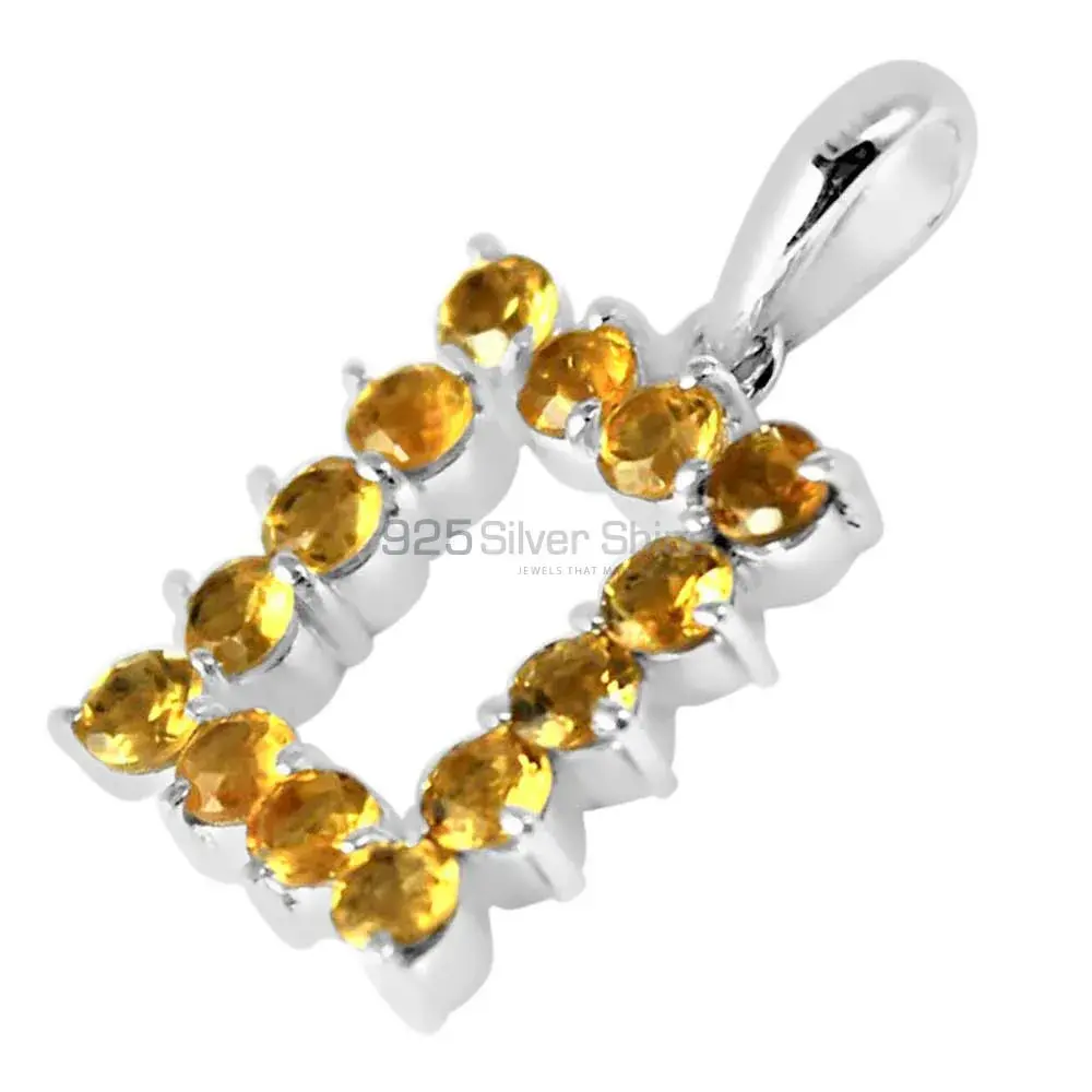 Solid Sterling Silver Handmade Pendants In Citrine Gemstone Jewelry 925SP255-2_0