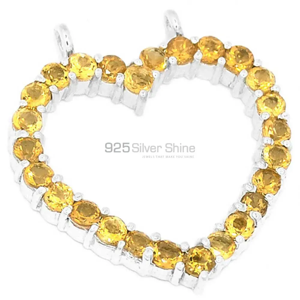 Solid Sterling Silver Handmade Pendants In Citrine Gemstone Jewelry 925SP271-3_0