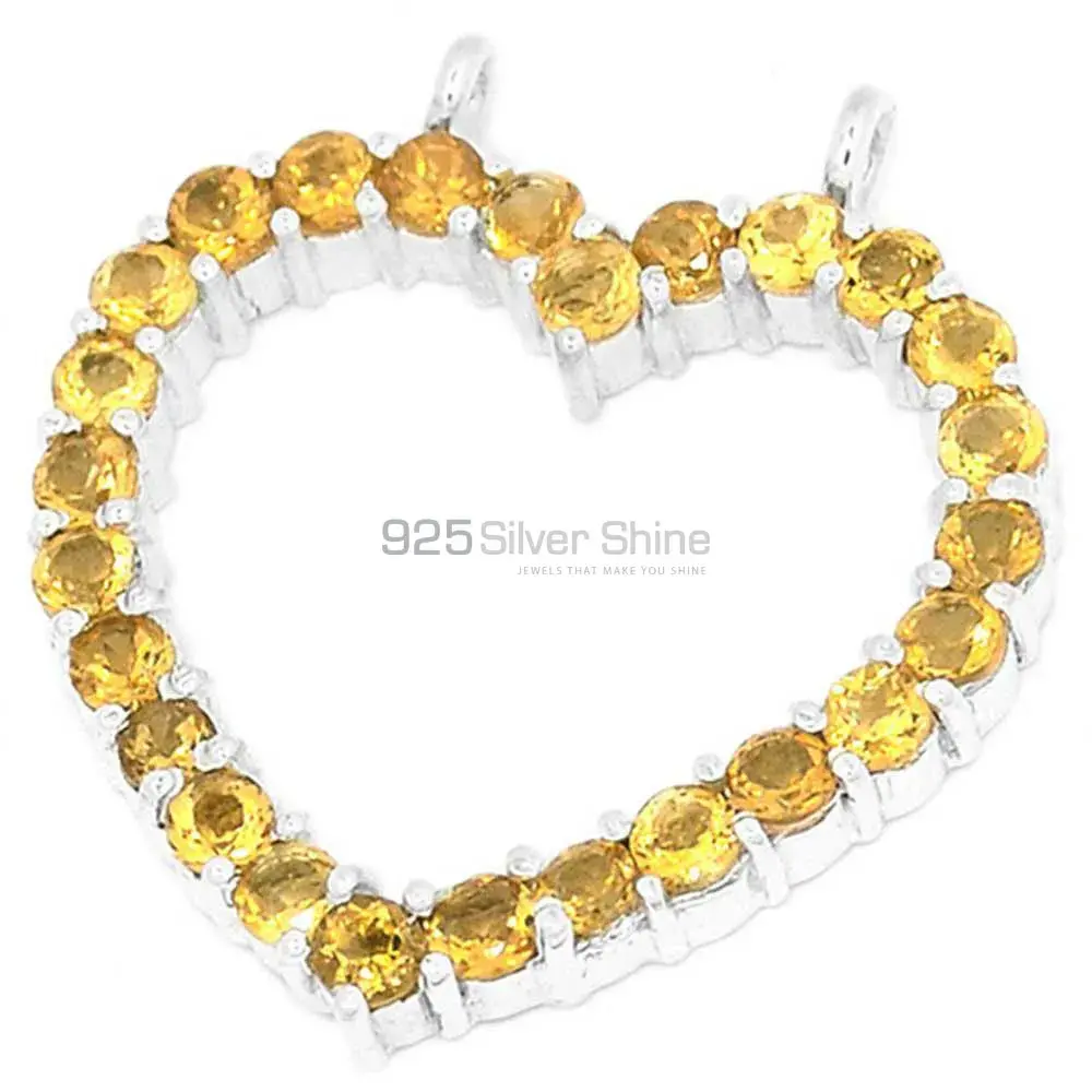 Solid Sterling Silver Handmade Pendants In Citrine Gemstone Jewelry 925SP271-3_1