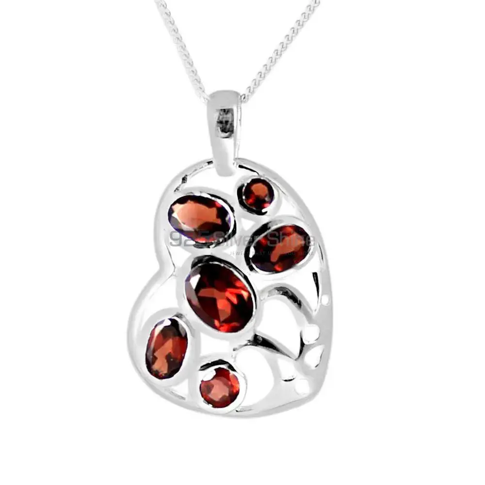 Solid Sterling Silver Handmade Pendants In Garnet Gemstone Jewelry 925SP230-7_0