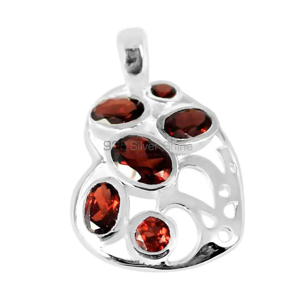 Solid Sterling Silver Handmade Pendants In Garnet Gemstone Jewelry 925SP230-7_1