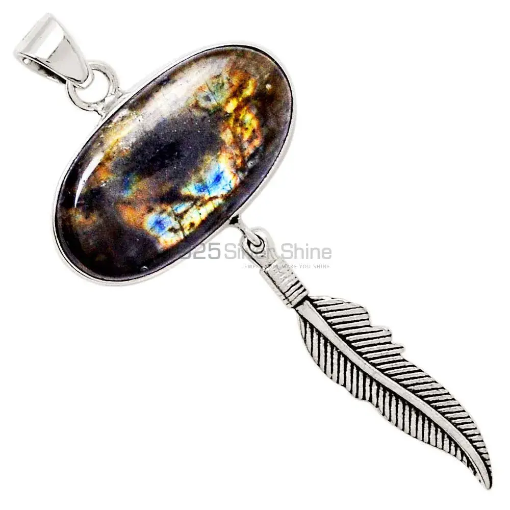 Solid Sterling Silver Handmade Pendants In Labradorite Gemstone Jewelry 925SP111-1_0