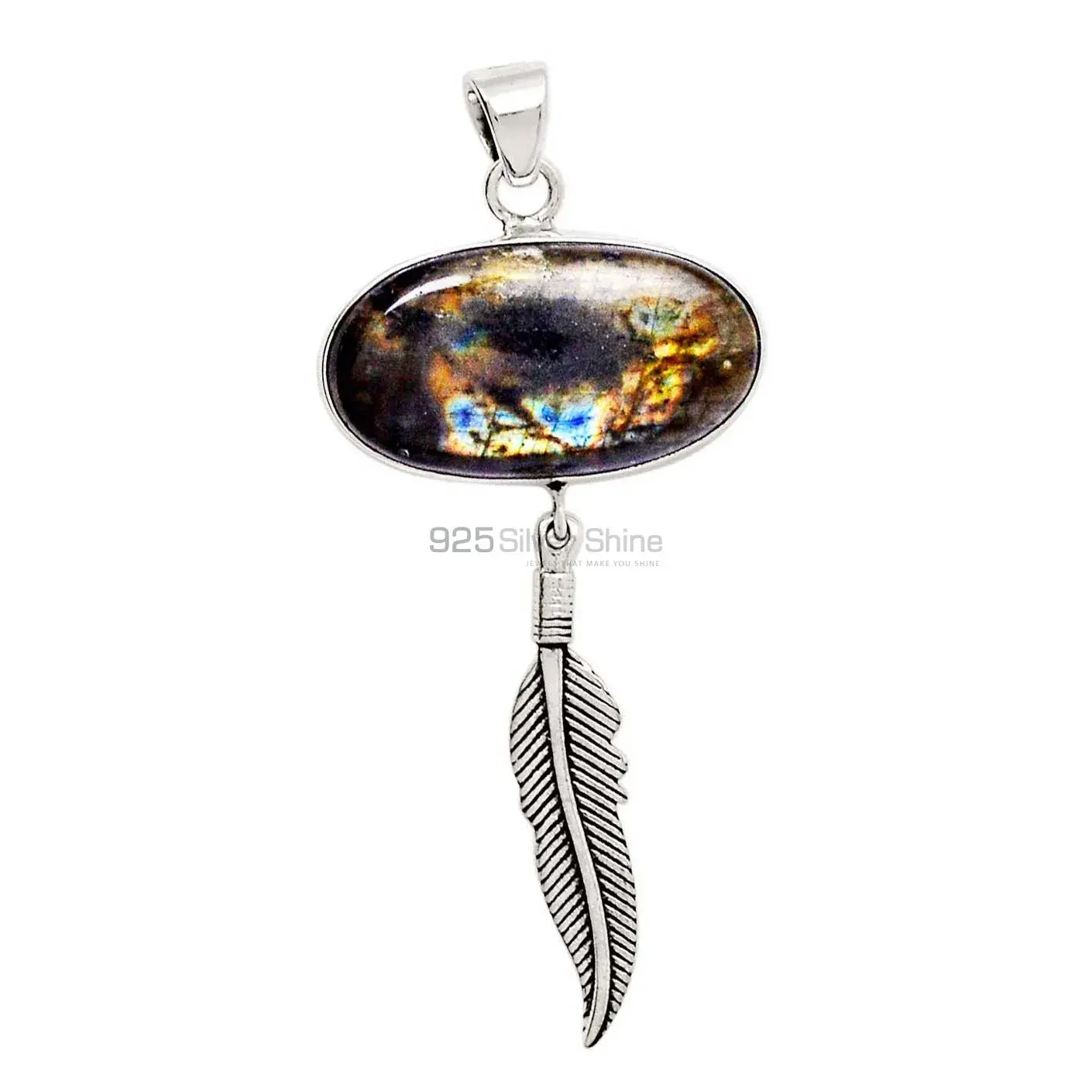 Solid Sterling Silver Handmade Pendants In Labradorite Gemstone Jewelry 925SP111-1_1