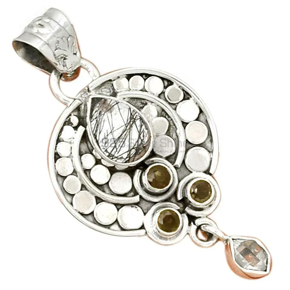 Solid Sterling Silver Handmade Pendants In Multi Gemstone Jewelry 925SP076-3_0
