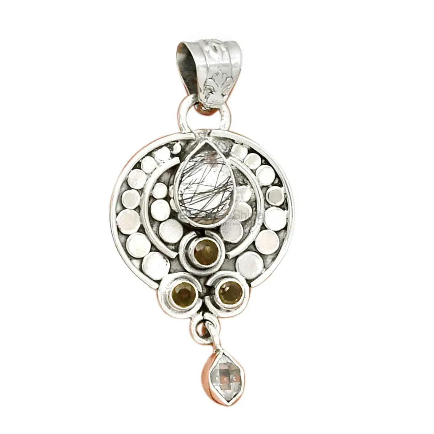 Best Quality Solid Sterling Silver Handmade Pendants In Multi Gemstone Jewelry 925SP076-3_1