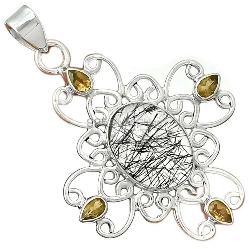 Solid Sterling Silver Handmade Pendants In Multi Gemstone Jewelry 925SP097-7_0