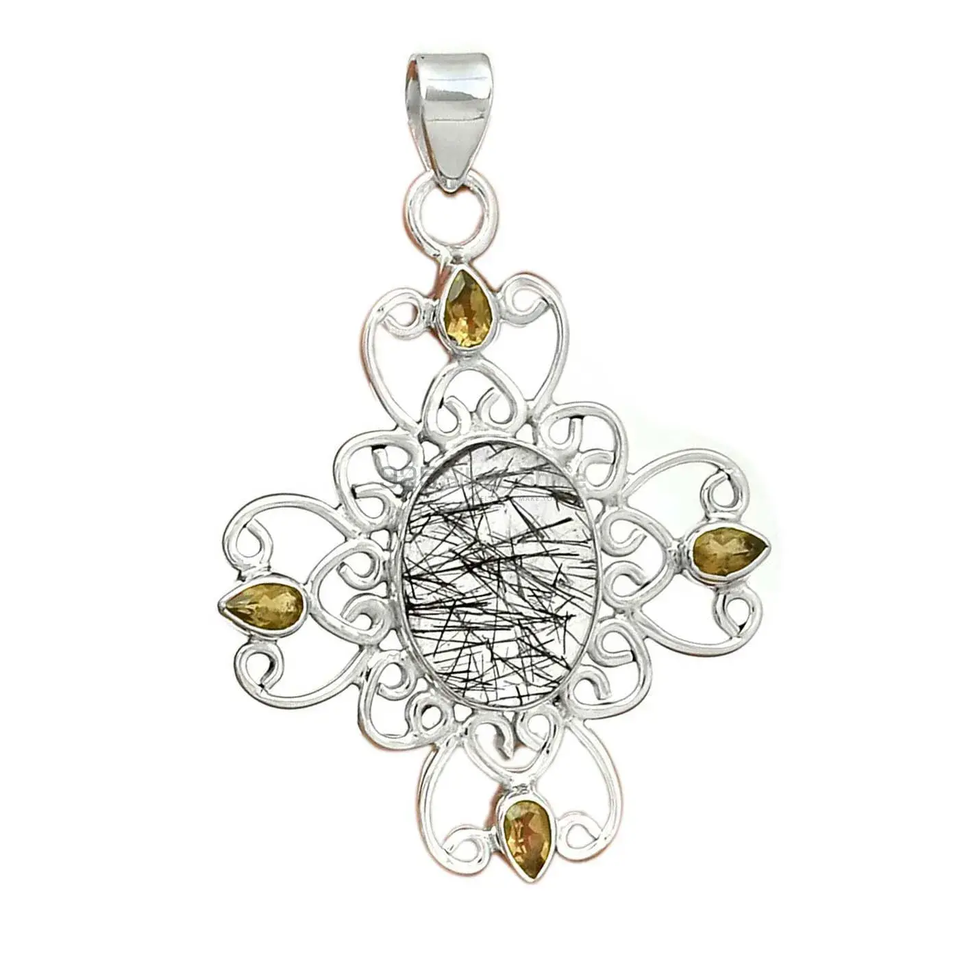 Best Quality Solid Sterling Silver Handmade Pendants In Multi Gemstone Jewelry 925SP097-7_1