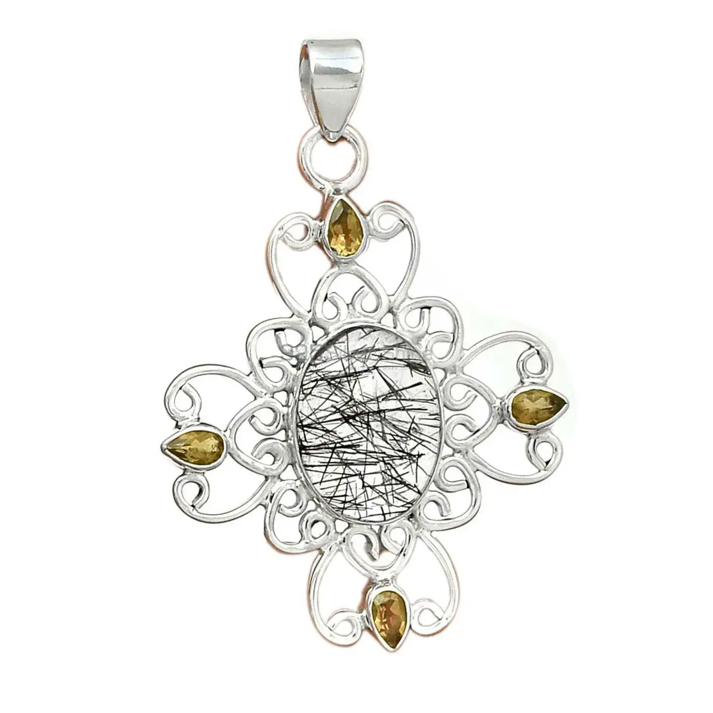 Solid Sterling Silver Handmade Pendants In Multi Gemstone Jewelry 925SP097-7_2