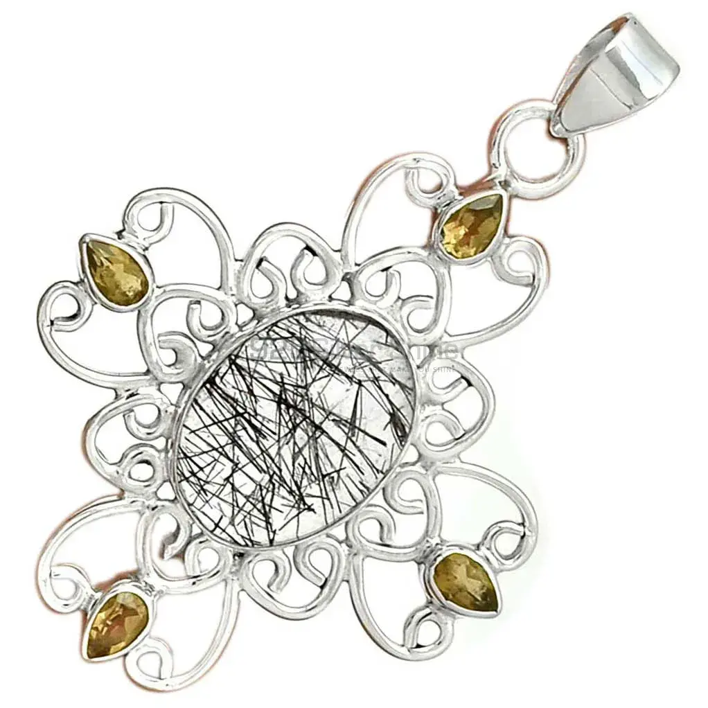 Solid Sterling Silver Handmade Pendants In Multi Gemstone Jewelry 925SP097-7_3