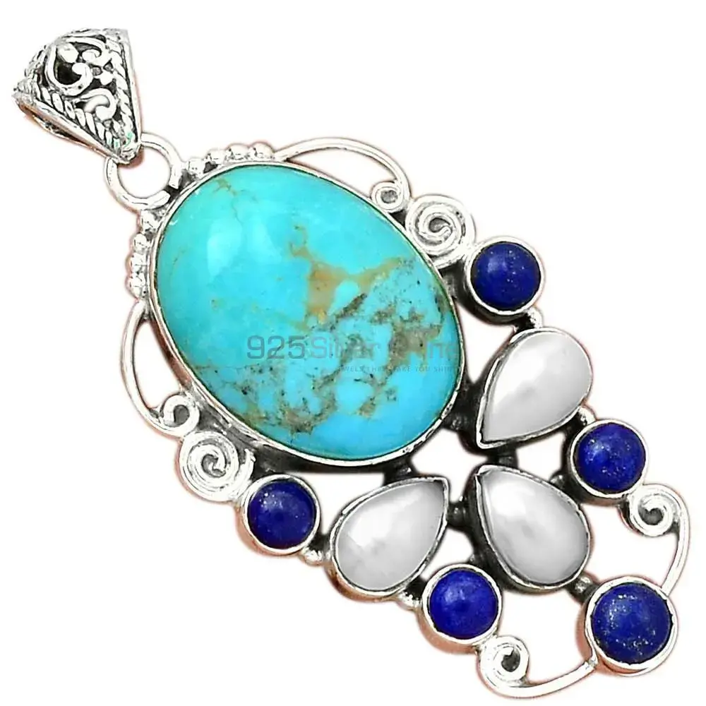 Solid Sterling Silver Handmade Pendants In Multi Gemstone Jewelry 925SP22-3_0