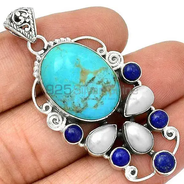 Best Quality Solid Sterling Silver Handmade Pendants In Multi Gemstone Jewelry 925SP22-3_0