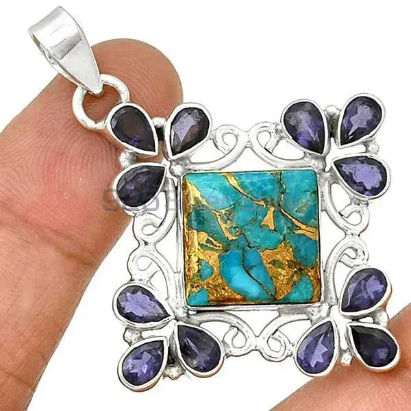 Solid Sterling Silver Handmade Pendants In Multi Gemstone Jewelry 925SP37-5_0