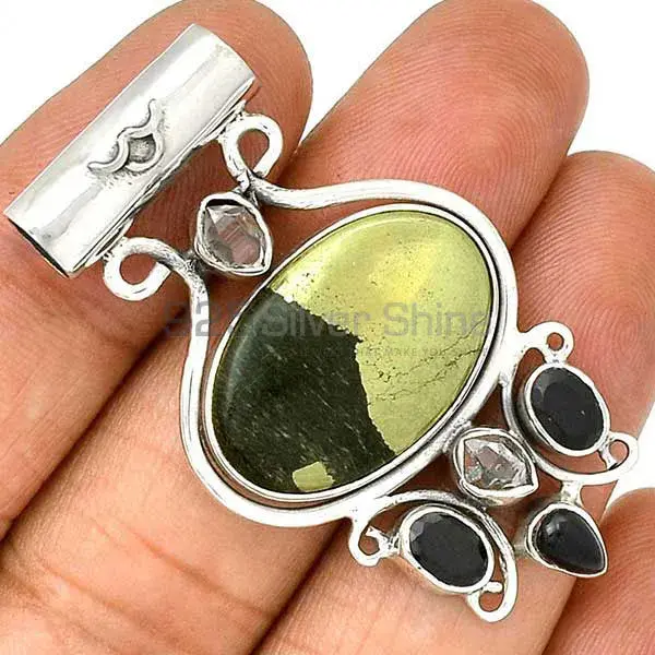 Solid Sterling Silver Handmade Pendants In Multi Gemstone Jewelry 925SP50-1_1