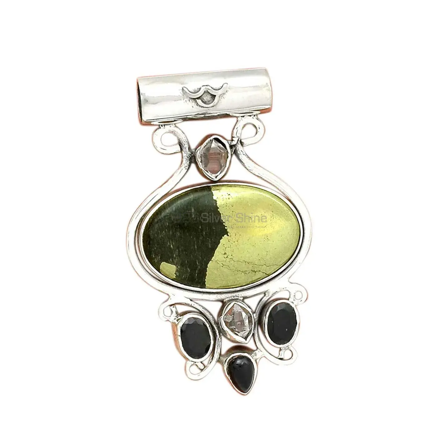Solid Sterling Silver Handmade Pendants In Multi Gemstone Jewelry 925SP50-1_2