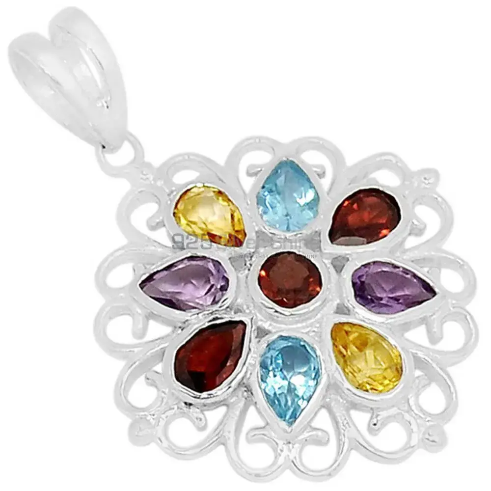 Best Quality Solid Sterling Silver Handmade Pendants In Multi Stone Gemstone Jewelry 925SSP315-4