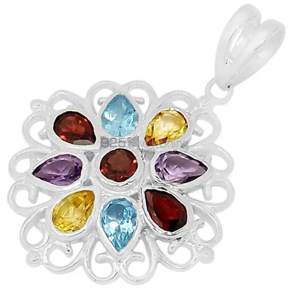 Best Quality Solid Sterling Silver Handmade Pendants In Multi Stone Gemstone Jewelry 925SSP315-4_0