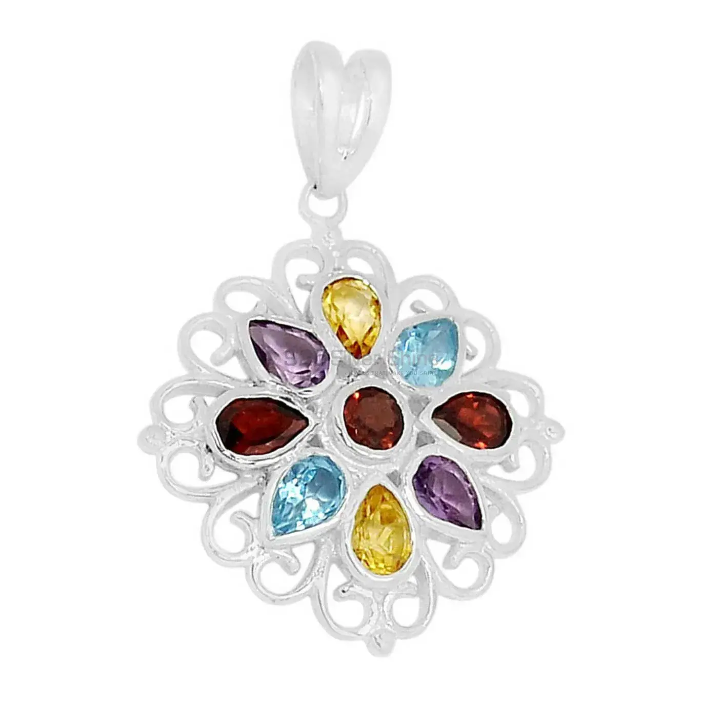 Best Quality Solid Sterling Silver Handmade Pendants In Multi Stone Gemstone Jewelry 925SSP315-4_1