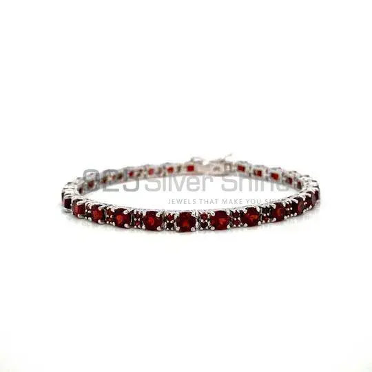 Best Quality Solid Sterling Silver Handmade Tennis Bracelets In Garnet Gemstone Jewelry 925SB216