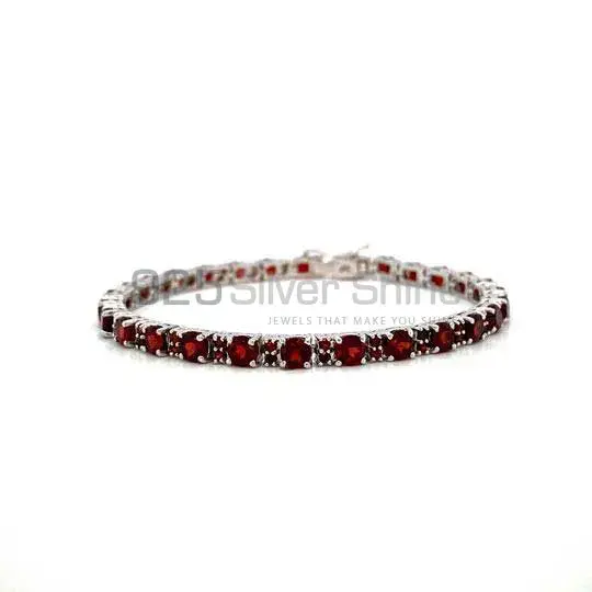 Solid Sterling Silver Handmade Tennis Bracelets In Garnet Gemstone Jewelry 925SB216