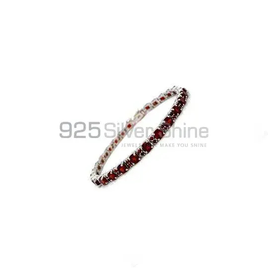 Solid Sterling Silver Handmade Tennis Bracelets In Garnet Gemstone Jewelry 925SB216_0