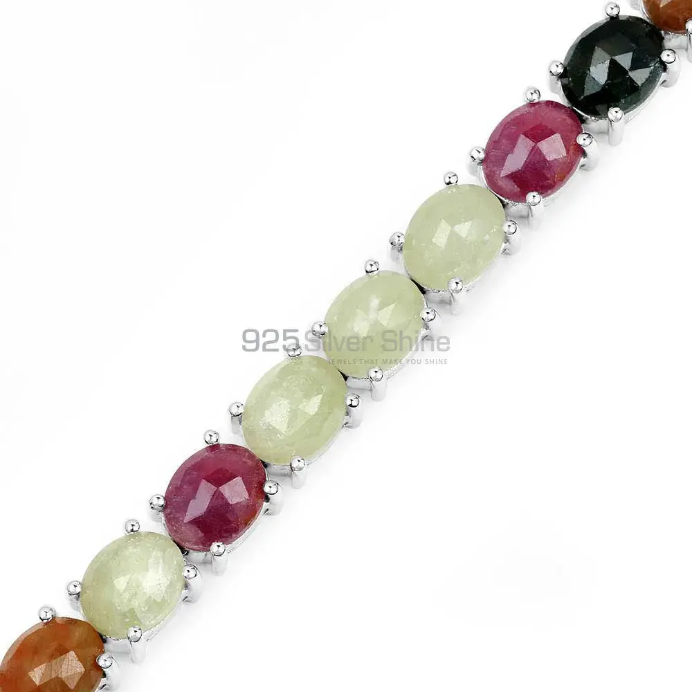 Solid Sterling Silver Tennis Bracelets In Multi Stone Jewelry 925SB166