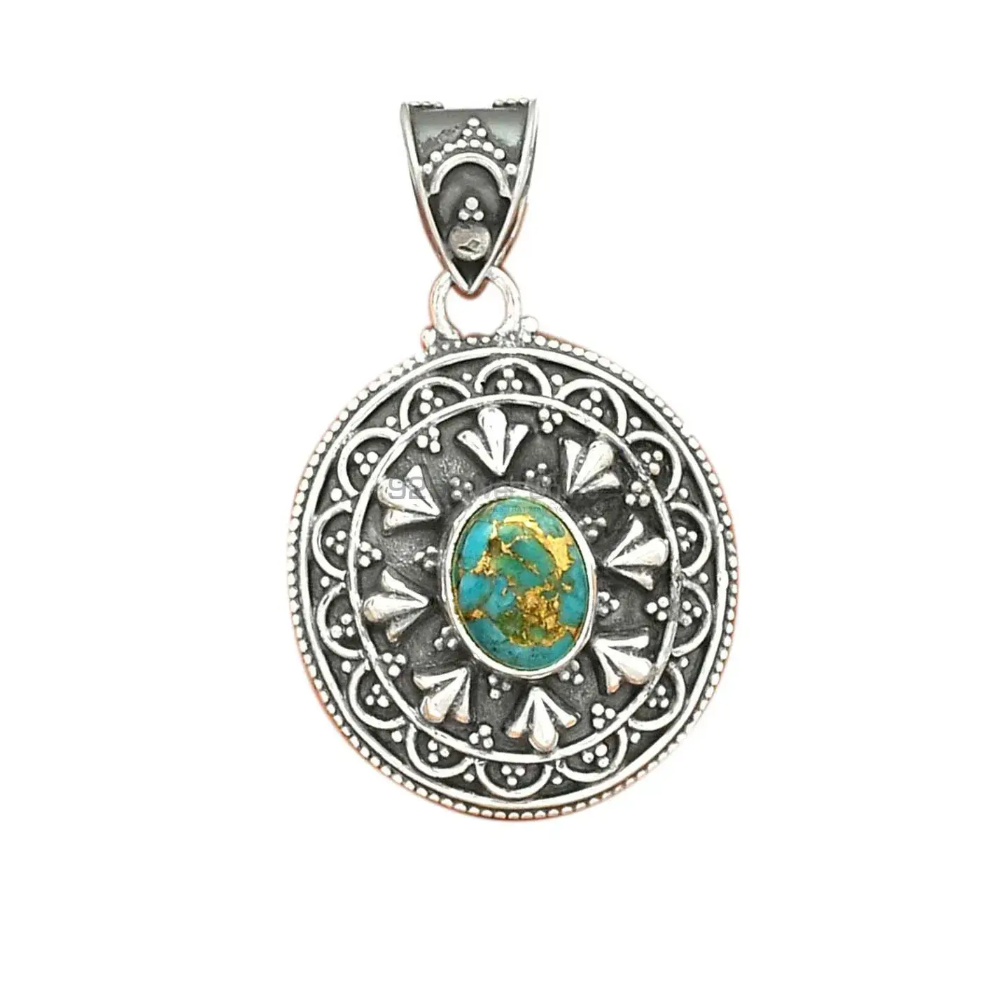 Best Quality Turquoise Gemstone Handmade Pendants In 925 Sterling Silver Jewelry 925SP27-3_1