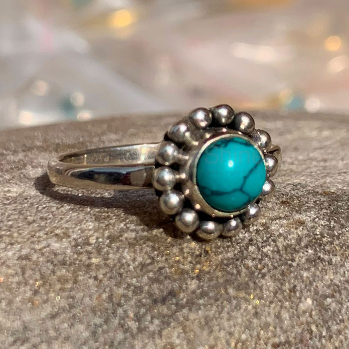 Ethnic Silver Ring In Natural Turquoise Gemstone SSR133