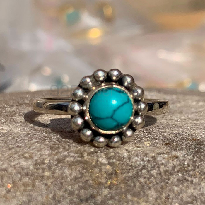 Ethnic Silver Ring In Natural Turquoise Gemstone SSR133_1