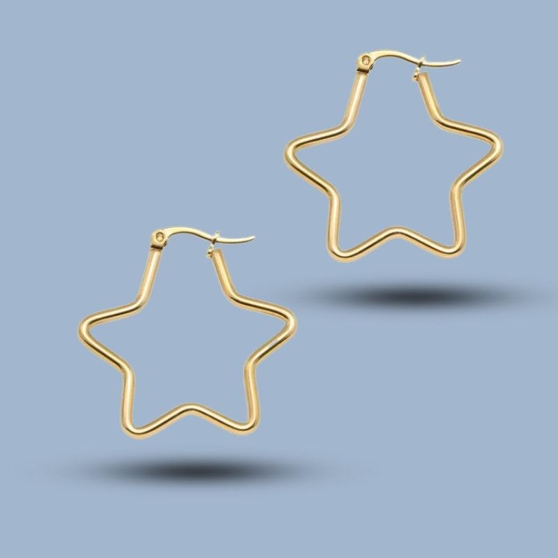Big Star 925 Sterling Silver Celestial Gold Chunky Hoops 925She263
