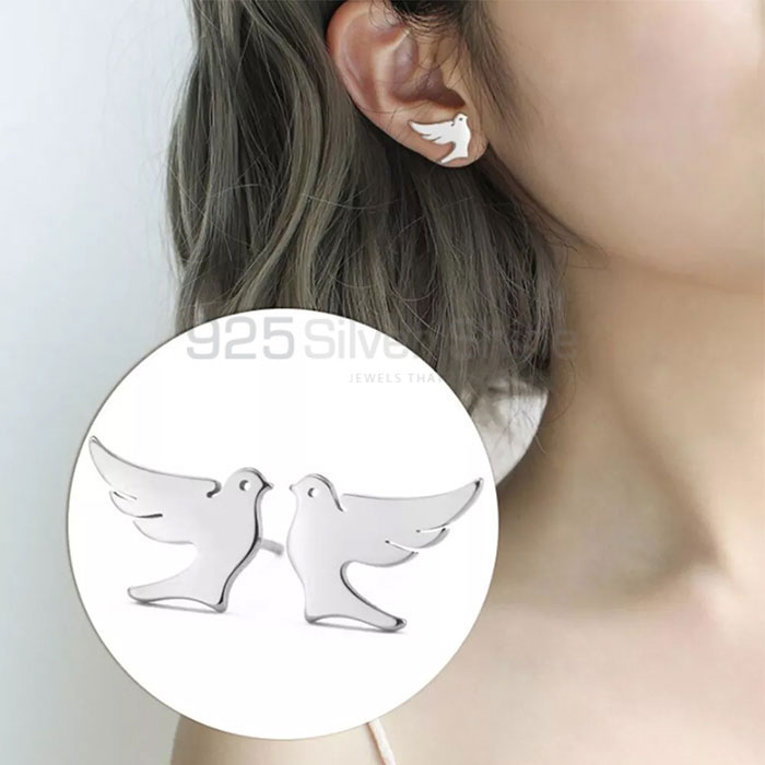 Bird Earring, Animal Minimalist Earring In 925 Sterling Silver AME54_1